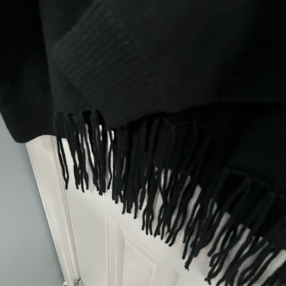 Michael Kors black fringe cowl turtle neck sweater Women’s Medium Cotton Blend - Picture 9 of 13